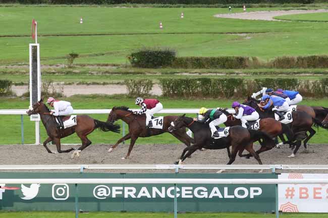 Photo d'arrivée de la course pmu PRIX DU MARAIS VERNIER à DEAUVILLE le Jeudi 19 octobre 2023