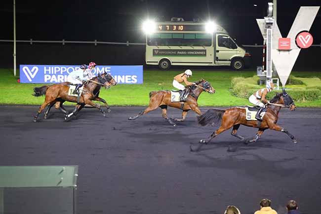 Photo d'arrivée de la course pmu PRIX DE BRICQUEBEC à PARIS-VINCENNES le Mercredi 29 novembre 2023