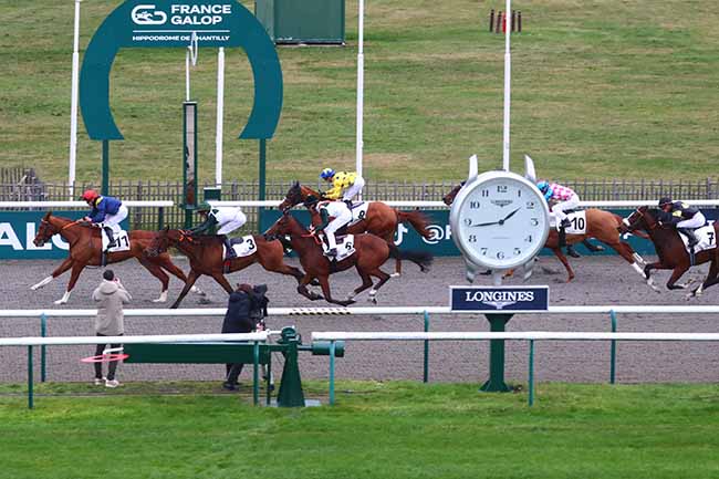Photo d'arrivée de la course pmu PRIX DU CARREFOUR DES BOULEAUX à CHANTILLY le Vendredi 22 décembre 2023