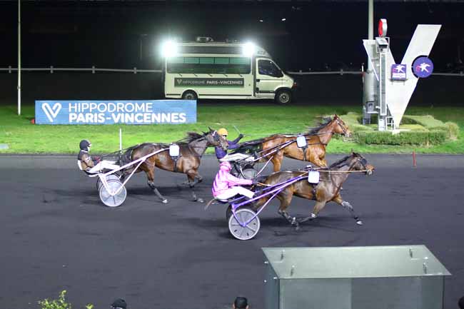 Photo d'arrivée de la course pmu PRIX DE RIBEAUVILLE à PARIS-VINCENNES le Lundi 8 janvier 2024