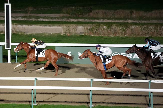 Photo d'arrivée de la course pmu PRIX DE CHERBOURG à DEAUVILLE le Vendredi 12 janvier 2024