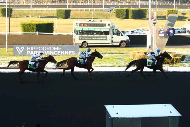 Photo d'arrivée de la course pmu PRIX CELINE LECLERCQ à PARIS-VINCENNES le Samedi 20 janvier 2024