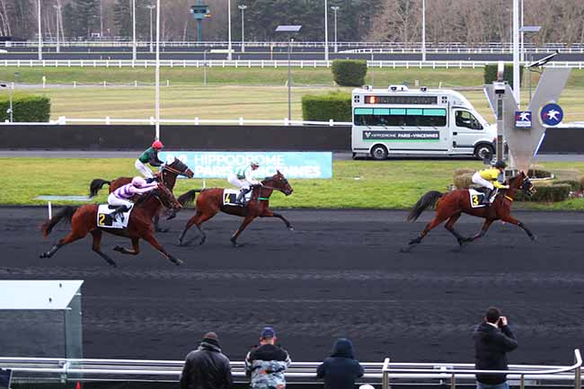 Photo d'arrivée de la course pmu PRIX DE LANNEMEZAN à PARIS-VINCENNES le Vendredi 2 février 2024
