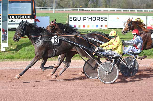 Photo d'arrivée de la course pmu PRIX DU CREDIT AGRICOLE NORMANDIE à LISIEUX le Mercredi 20 mars 2024