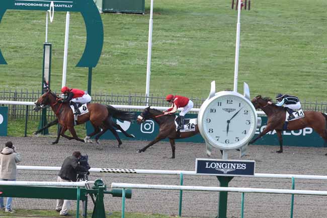 Photo d'arrivée de la course pmu PRIX DE LA RUE DES POTAGERS à CHANTILLY le Jeudi 28 mars 2024