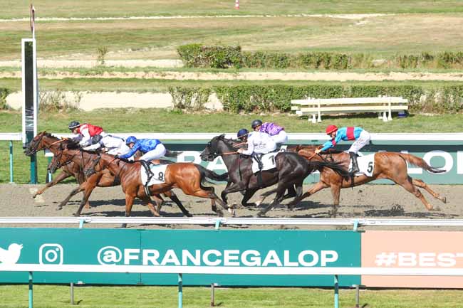 Photo d'arrivée de la course pmu PRIX NORMANDY HORSE MEET'UP (PRIX DE CLARBEC) à DEAUVILLE le Samedi 10 août 2024