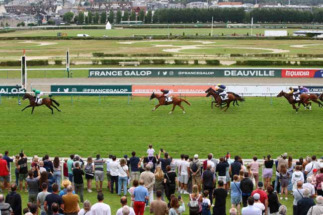 Photo d'arrivée de la course pmu PRIX FREDDY PALMER - CATEGORIE JEUNE ESPOIR - AFASEC à DEAUVILLE le Mardi 13 août 2024