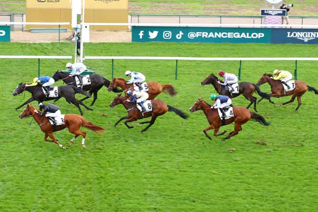 Photo d'arrivée de la course pmu PRIX CASIMIR DELAMARRE - FONDS EUROPEEN DE L'ELEVAGE à LONGCHAMP le Dimanche 20 octobre 2024