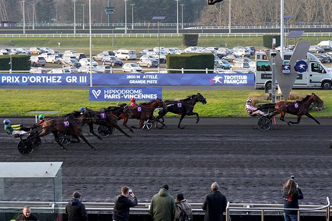 Photo d'arrivée de la course pmu PRIX D'ORTHEZ à PARIS-VINCENNES le Dimanche 16 février 2025