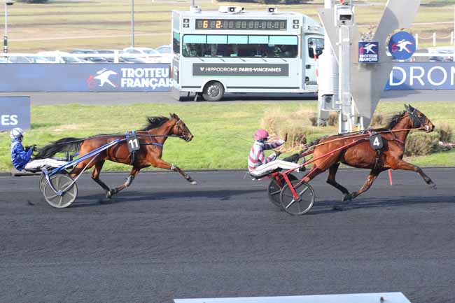Photo d'arrivée de la course pmu PRIX DE LAUZUN à PARIS-VINCENNES le Mardi 18 février 2025