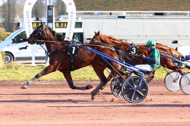 Photo d'arrivée de la course pmu PRIX DES PARIEURS (PRIX MARCO BONHEUR) à AMIENS le Mercredi 5 mars 2025