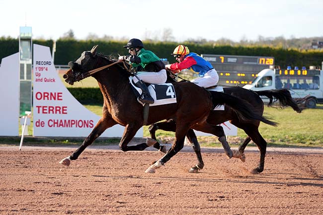 Photo d'arrivée de la course pmu PRIX DU CHATEAU DU BOURG SAINT-LEONARD à ARGENTAN le Mercredi 19 mars 2025