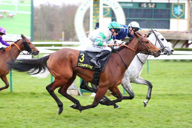 Photo d'arrivée de la course pmu PRIX DU VIVIER CORAX à COMPIEGNE le Vendredi 28 mars 2025