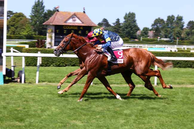 Photo d'arrivée de la course pmu PRIX DE LA CONFRERIE DES CHEVALIERS DU PONT-L'EVEQUE (PRIX DE LA POINTE DU HOC) à CLAIREFONTAINE le Vendredi 11 juillet 2025