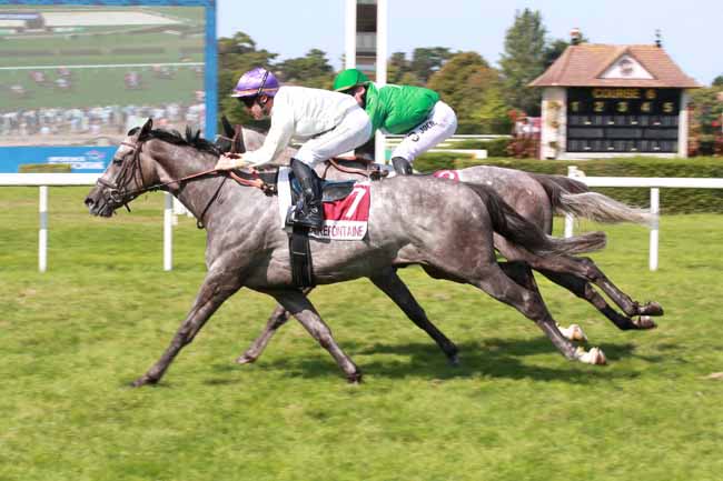 Photo d'arrivée de la course pmu PRIX VILLE DE CRICQUEBOEUF (PRIX DE JERSEY) à CLAIREFONTAINE le Mercredi 6 août 2025