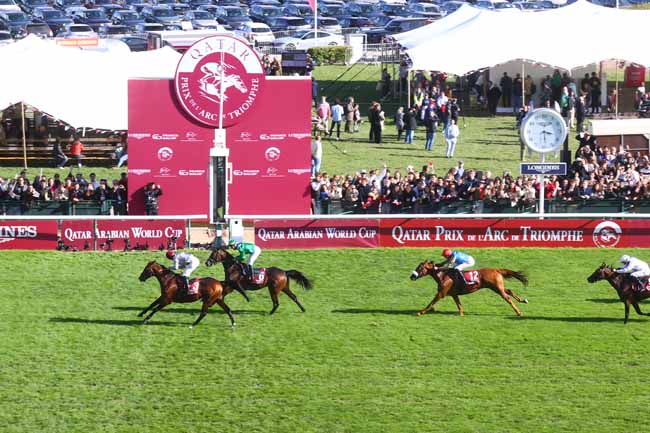 Photo d'arrivée de la course pmu QATAR ARABIAN WORLD CUP à LONGCHAMP le Dimanche 5 octobre 2025
