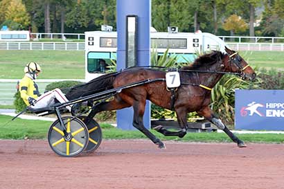 Photo d'arrivée de la course pmu PRIX DE LA PLACE DES VOSGES à ENGHIEN le Samedi 18 octobre 2025
