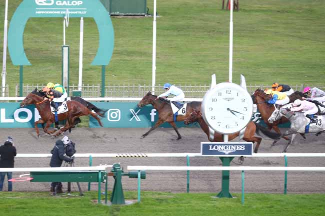 Photo d'arrivée de la course pmu PRIX DE LA CATHEDRALE SAINT-PIERRE à CHANTILLY le Mardi 18 novembre 2025