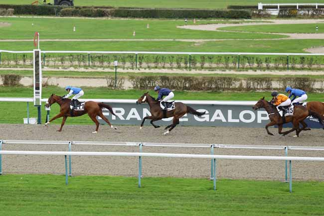 Photo d'arrivée de la course pmu PRIX DE MOULINES - FINALE DU CHALLENGE BARRIERE LE ROYAL DEAUVILLE à DEAUVILLE le Vendredi 12 décembre 2025