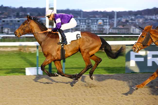 Photo d'arrivée de la course pmu PRIX DU CARREFOUR CHAUMIER à DEAUVILLE le Samedi 7 février 2026