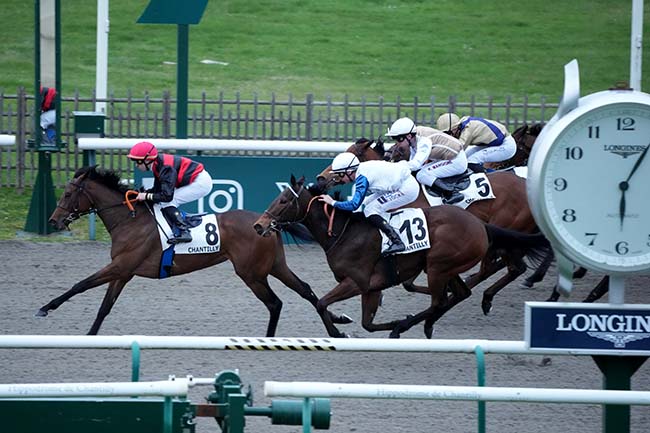 Photo d'arrivée de la course pmu PRIX DE LA PETITE GLACIERE DE SYLVIE à CHANTILLY le Lundi 16 mars 2026