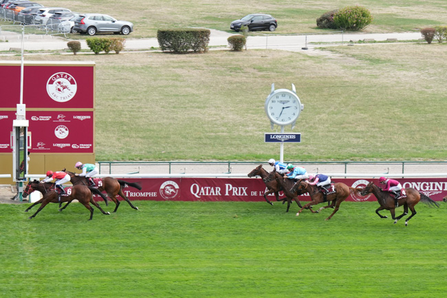 Photo d'arrivée de la course pmu QATAR PRIX D'AUMALE à LONGCHAMP le Dimanche 6 septembre 2026