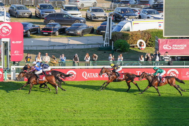 Photo d'arrivée de la course pmu QATAR PRIX DE LA FORET à LONGCHAMP le Dimanche 4 octobre 2026