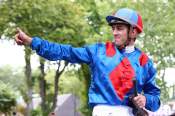 La photo de Christophe Soumillon SRIFANELOGREEN, Arrivée Quinté+ PMU Prix de Barneville à Deauville