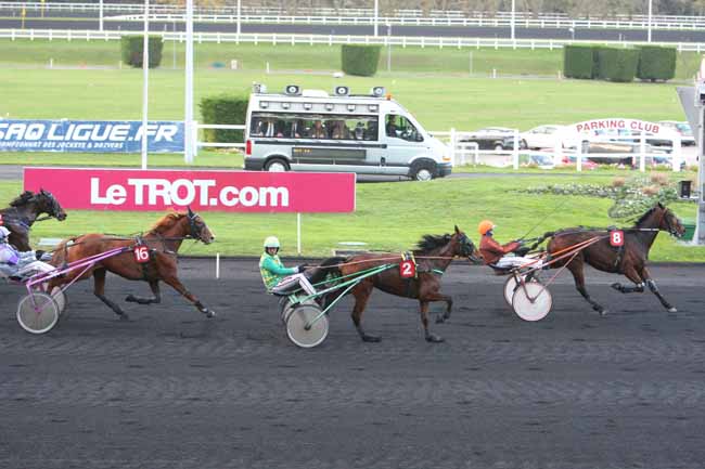 Photo d'arrivée de la course pmu PRIX D'AIGUES MORTES à PARIS-VINCENNES le Jeudi 26 novembre 2015