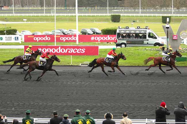 Photo d'arrivée de la course pmu PRIX DE NEUVILLE à PARIS-VINCENNES le Dimanche 3 janvier 2016