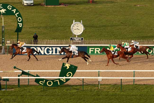 Photo d'arrivée de la course pmu PRIX DE LA ROUTE DE FLEURINES à CHANTILLY le Lundi 18 janvier 2016