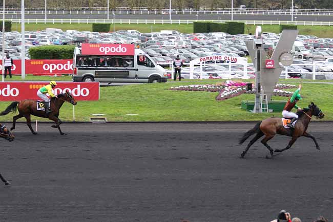 Photo d'arrivée de la course pmu PRIX JACQUES ANDRIEU à PARIS-VINCENNES le Dimanche 31 janvier 2016