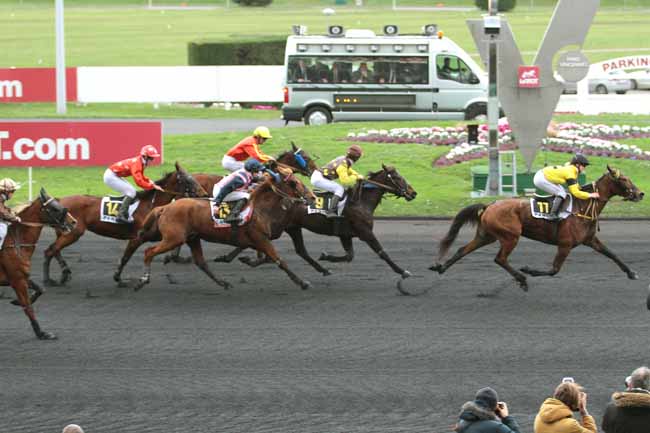 Photo d'arrivée de la course pmu PRIX DE LA GENEVRAYE à PARIS-VINCENNES le Mercredi 10 février 2016