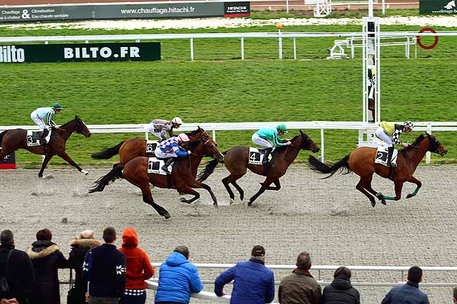 Photo d'arrivée de la course pmu PRIX DES COLCHIQUES à CAGNES-SUR-MER le Mercredi 17 février 2016