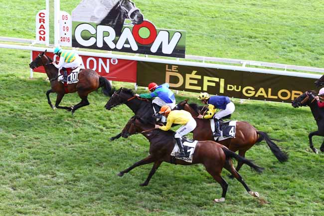 Photo d'arrivée de la course pmu PRIX DE CHAMPAGNE à CRAON le Lundi 5 septembre 2016