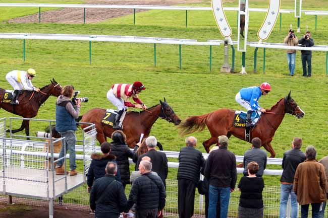 Photo d'arrivée de la course pmu PRIX DE SEGONZAC à COMPIEGNE le Jeudi 4 mai 2017