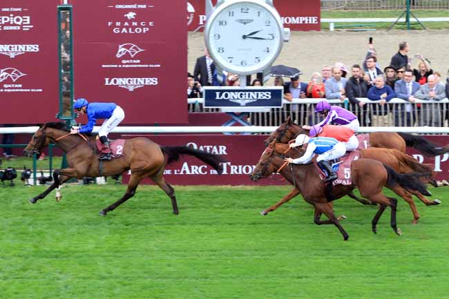 Photo d'arrivée de la course pmu TOTAL PRIX MARCEL BOUSSAC - CRITERIUM DES POULICHES à CHANTILLY le Dimanche 1 octobre 2017