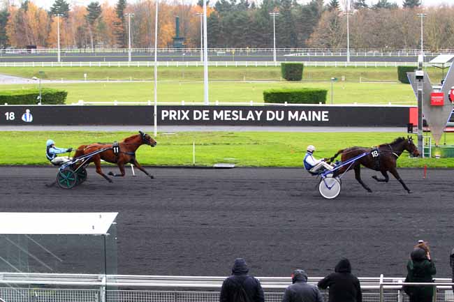 Photo d'arrivée de la course pmu PRIX DE MESLAY-DU-MAINE à PARIS-VINCENNES le Lundi 27 novembre 2017