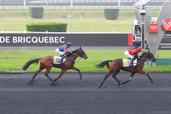 Photo d'arrivée de la course pmu PRIX DE BRICQUEBEC à PARIS-VINCENNES le Samedi 2 décembre 2017