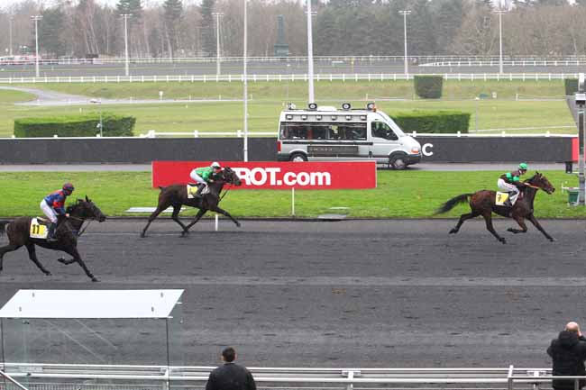 Photo d'arrivée de la course pmu PRIX DE RAULHAC à PARIS-VINCENNES le Mercredi 3 janvier 2018
