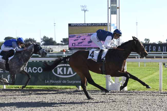 Photo d'arrivée de la course pmu PRIX DU SERPOLET à CAGNES-SUR-MER le Mardi 23 janvier 2018