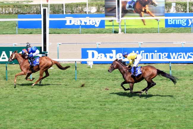 Photo d'arrivée de la course pmu DARLEY PRIX KERGORLAY à DEAUVILLE le Dimanche 19 août 2018
