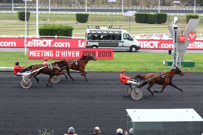 Photo d'arrivée de la course pmu PRIX DE VITTEAUX à PARIS-VINCENNES le Mardi 29 janvier 2019