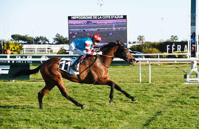 Photo d'arrivée de la course pmu PRIX DES GLYCINES à CAGNES-SUR-MER le Mercredi 13 février 2019