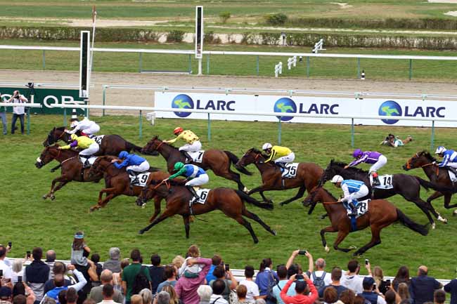 Photo d'arrivée de la course pmu LARC PRIX MAURICE DE GHEEST à DEAUVILLE le Dimanche 4 août 2019
