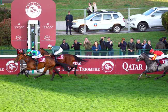 Photo d'arrivée de la course pmu QATAR PRIX DE LA FORET à LONGCHAMP le Dimanche 6 octobre 2019