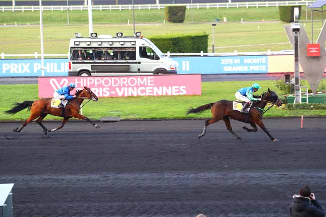Photo d'arrivée de la course pmu PRIX PHILIPPE DU ROZIER à PARIS-VINCENNES le Lundi 2 décembre 2019