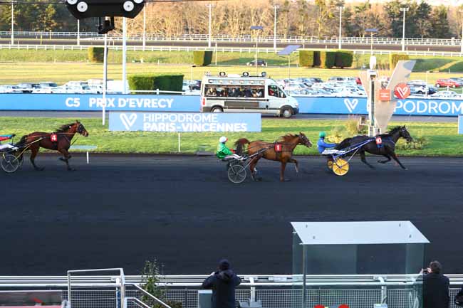 Photo d'arrivée de la course pmu PRIX D'EVRECY à PARIS-VINCENNES le Vendredi 20 décembre 2019