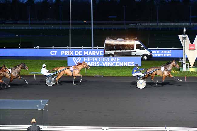 Photo d'arrivée de la course pmu PRIX DE MARVEJOLS à PARIS-VINCENNES le Lundi 13 janvier 2020