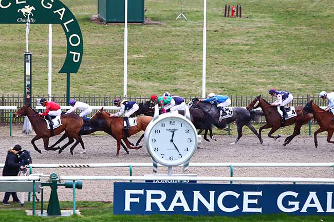 Photo d'arrivée de la course pmu PRIX DU CARREFOUR LAVERSIN à CHANTILLY le Samedi 8 février 2020